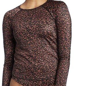 All in Motion Women's Long Sleeve Crew Neck Rashguard - (Rust Animal Print) Swim
